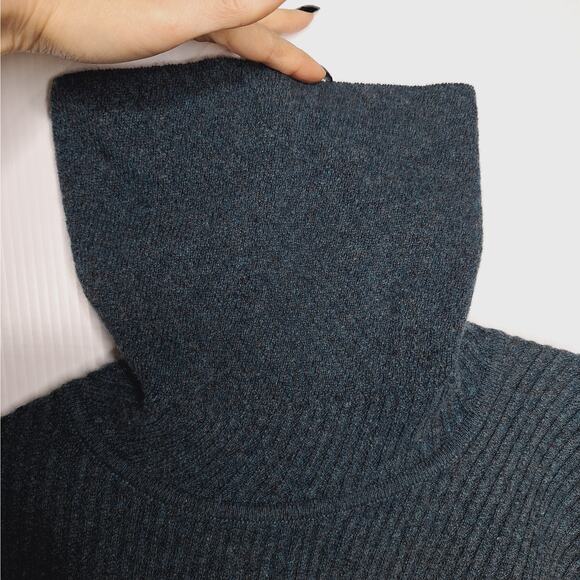 Eskandar Ribbed Cashmere Sweater Funnel Neck Turtleneck Oversized Scotland Green - Picture 8 of 13